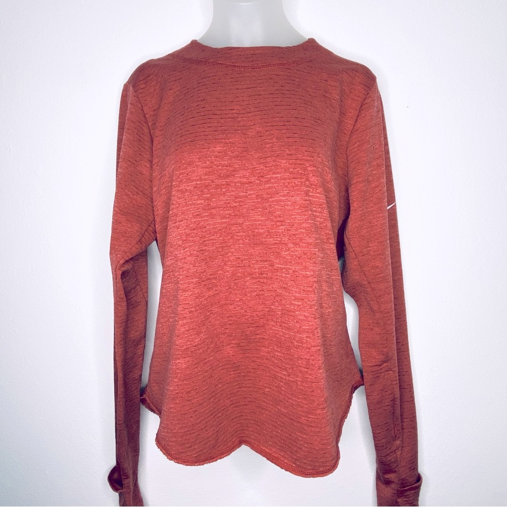 NIKE Womens dri fit crew Elements long sleeve Running Mittens Shirt rust S